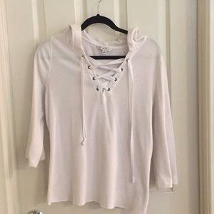 CAbi white thermal lace up hoodie XL